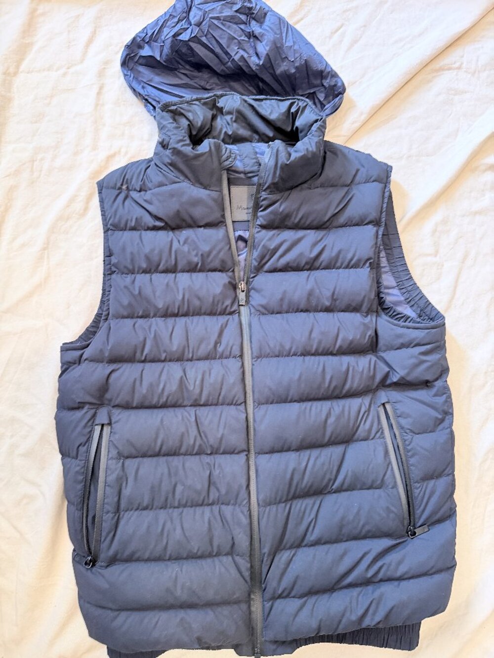 Massimo Dutti Navy Hooded Down Puffer Vest